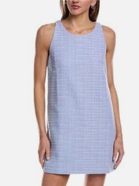 French Connection Effie Bouclé Shift Dress Blue Sleeveless Mini Size 10 NWT